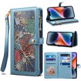 thumbnail image 1 of Dteck Case For iPhone 14 Pro Max,Shockproof Retro Wallet Shoulder Strap Card Slot Stand Full Cover Phone Protector,Blue, 1 of 9