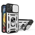 thumbnail image 1 of Dteck Case For iPhone 14 Pro,Shockproof Rugged Rubber Case Slide Camera Cover Magnetic Ring Holder Kickstand Cover for iPhone 14 Pro 6.1-inch,Silver, 1 of 7
