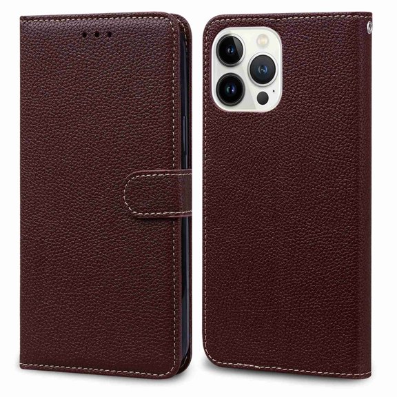 Dteck Case Fro iPhone 13 Pro Max,Shockproof Magnetic  PU Leather Wristband Pures Card Slot Stand Case Cover,Coffee