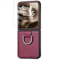 thumbnail image 1 of Dteck Case with Front Screen Protector for Motorola Razr 2024/2025,Slim Leather Protective Case with Ring Hard PC Back Cover Non-Slip Compatible with Motorola Razr 2025/2024,Purple, 1 of 7