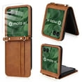thumbnail image 1 of Dteck Case with Front Screen Protector for Motorola Razr+ 2025/2024,Shockproof Leather Wallet Case with Card Holder Crossbody Detachable Lanyard Strap Cover for Motorola Razr Plus 2025/2024,Brown, 1 of 5