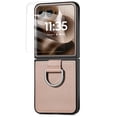 thumbnail image 1 of Dteck Case with Front Screen Protector for Motorola Razr Ultra 2025,Slim Leather Protective Case with Ring Hard PC Back Cover Non-Slip Compatible with Motorola Razr Ultra 2025,Khaki, 1 of 7