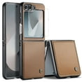 thumbnail image 1 of Dteck Case with Front Screen Protector for Samsung Galaxy Z Flip7 FE, Galaxy Z Flip 6 Premium PU Leather Case Slim Shockproof Protective Cover for Samsung Galaxy Z Flip7 FE/Z Flip 6,Brown, 1 of 6