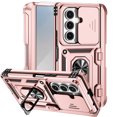 thumbnail image 1 of Dteck Case with Front Tempered Glass Screen Protector for Samsung Galaxy Z Fold 7,Shockproof with Slide Camera Cover Built-in 360° Rotate Ring Kickstand Hinge Protection Pen Holder Cover,Rosegold, 1 of 10