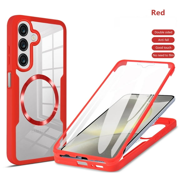 Dteck Case for Galaxy A36 5G,Slim Full-Body Rugged Shockproof Stylish Protective Clear Back Hybrid Case with Built-in Screen Protector Phone Case for Samsung Galaxy A36 5G, Red
