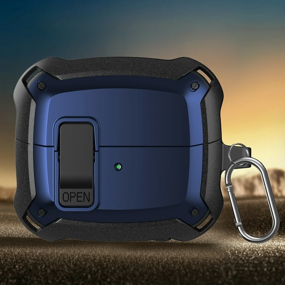 Dteck Case for Galaxy Buds 3 Case / Buds 3 Pro Case 2024 Secure Lock Clip Case Military Grade Drop Protection Full-Body Rugged Hard Shell for Men Women with Keychain Carabiner,Wireless Charging,Blue