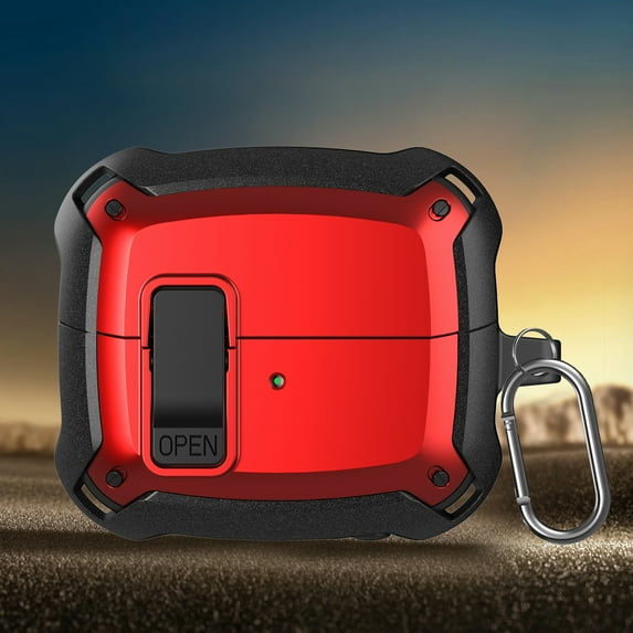 Dteck Case for Galaxy Buds 3 Case / Buds 3 Pro Case 2024 Secure Lock Clip Case Military Grade Drop Protection Full-Body Rugged Hard Shell for Men Women with Keychain Carabiner,Wireless Charging,Red