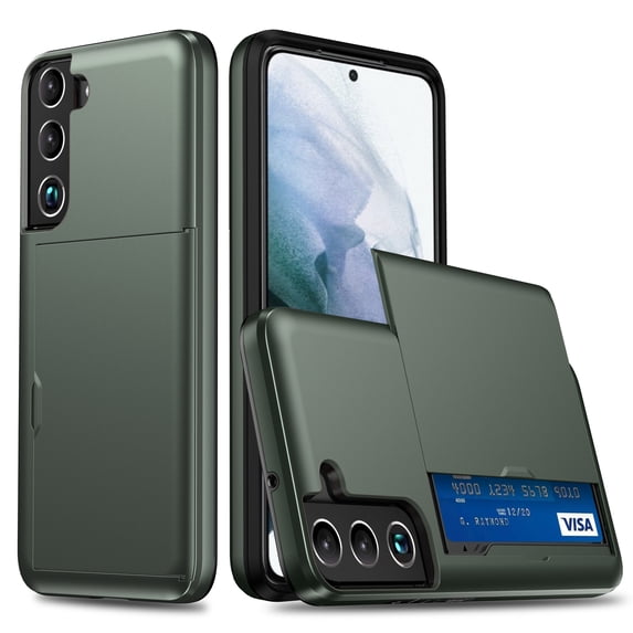 Dteck Case for Galaxy S23 Plus,Shockproof Wallet with Card Holder Slot Hard PC TPU Phone Case Slide Flip Protective Cover for Samsung Galaxy S23+,Armygreen