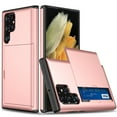 thumbnail image 1 of Dteck Case for Galaxy S23 Ultra,Shockproof Wallet with Card Holder Slot Hard PC TPU Phone Case Slide Flip Protective Cover for Samsung Galaxy S23 Ultra,Rosegold, 1 of 7