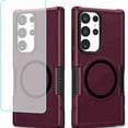 thumbnail image 1 of Dteck Case for Galaxy S25 Case with Tempered Glass Screen Protector, Compatible with MagSafe, Heavy Duty Shockproof Wireless Charging Anti-Scratch Phone Cover for Samsung Galaxy S25, Winered, 1 of 7