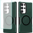 thumbnail image 1 of Dteck Case for Galaxy S25 Plus Case with Tempered Glass Screen Protector, Compatible with MagSafe, Heavy Duty Shockproof Wireless Charging Anti-Scratch Phone Cover for Samsung Galaxy S25+, Darkgreen, 1 of 7