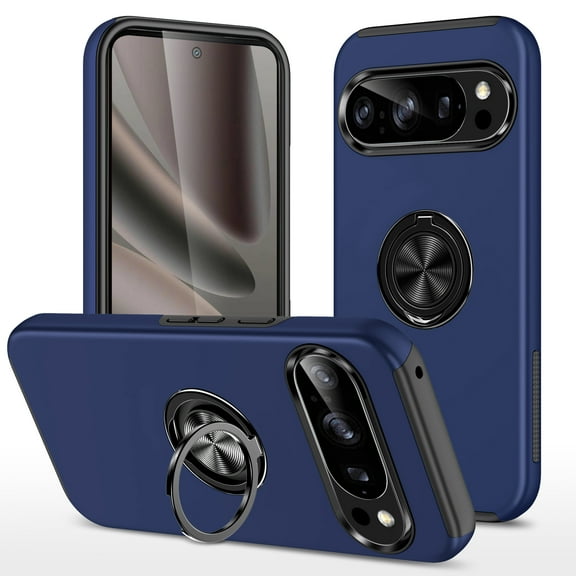 Dteck Case for Google Pixel 10 Pro XL,Shockproof TPU+PC Case Built-in Ring Holder Kickstand Slim Back Protective Cover for Google Pixel 10 Pro XL,Blue