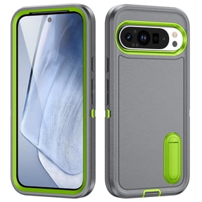 Dteck Case for Google Pixel 9 / 9 Pro,Shockproof 3-Layer Protection Case Built-in Kickstand Military Grade Protective Cover for Google Pixel 9 / 9 Pro,Gray+Green