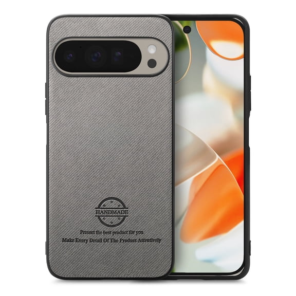 Dteck Case for Google Pixel 9 Pro XL,Slim Premium Canvas Grain PU Leather,Soft TPU Bumper,Non-Slip Anti-Scratch Shock-Absorbent,Protective Phone Cover for Google Pixel 9 Pro XL,Gray