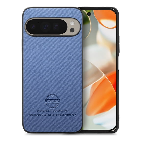 Dteck Case for Google Pixel 9 Pro XL,Slim Premium Canvas Grain PU Leather,Soft TPU Bumper,Non-Slip Anti-Scratch Shock-Absorbent,Protective Phone Cover for Google Pixel 9 Pro XL,Blue