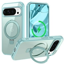 Dteck Case for Google Pixel 10/10 Pro ,Magnetic Invisible Stand Compatible with MagSafe Military Grade Drop Protection Slim TPU PC Frosted Translucent Back Shockproof Protective Cover,Blue