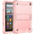 thumbnail image 1 of Dteck Case for Kindle Fire HD8/HD8 Plus (12th Generation 2022) 8 inch,Heavy Duty 3-Layer Rugged Silicone+Plastic Case Shockproof Kickstand Cover,Rosegold, 1 of 8