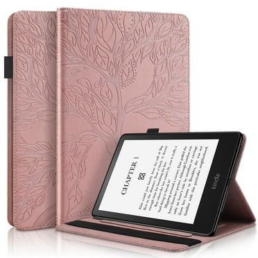 Dteck Case for Kindle Paperwhite (11th Generation-2021) 6.8 inch ,Magnetic Shockproof Tree Pattern PU Leather Folio Card Holder Wallet Hybrid Rubber Cover for Amazon Kindle Paperwhite 2021,Rosegold