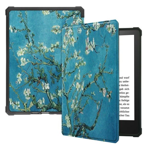 Dteck Case for Kindle Paperwhite (11th Generation-2021) 6.8 inch ,Shockproof Smart PU Leather Folio Hybrid Soft Rubber Lightweight Protector Cover for Amazon Kindle Paperwhite 2021,Flower