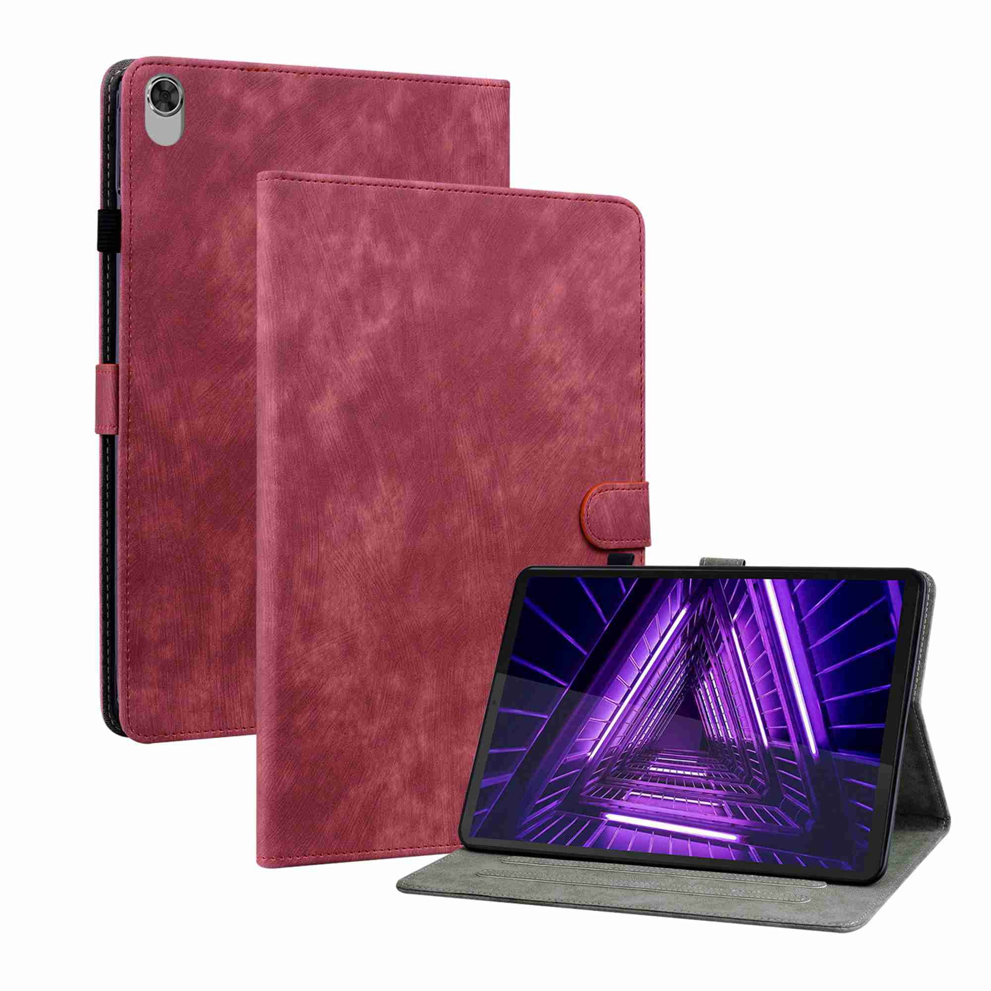 For Lenovo Tab 10 Plus 3rd Gen 10.6 Inch Tablet Case PU Leather Stand Wallet Elastic Drop Proof Shell With Pencil Holder Red Sku101807507d