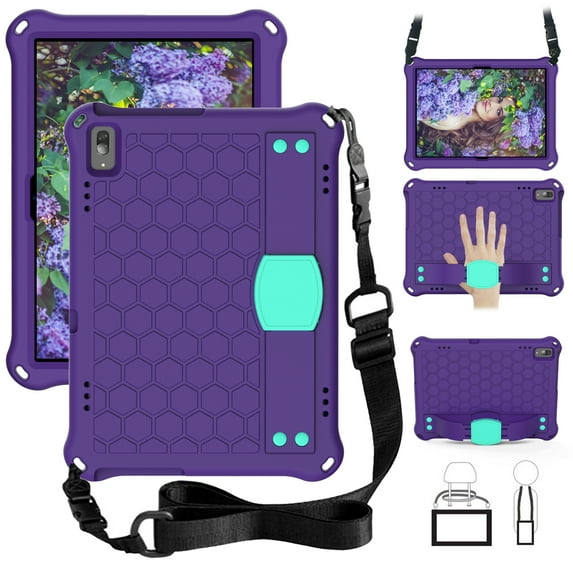 Dteck Case For Lenovo Smart Tab M10 10.1" TB-X605F,Shockproof Rubber Kickstand Case Durable Protective 10.1-inch Cover for Lenovo Tab M10 TB-X505X/F,Purple+Mint