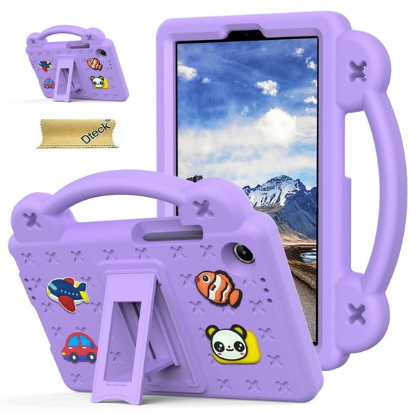 Dteck Case for Lenovo Tab 10.1 inch 2025 Tablet, Cute Cartoon Shockproof Kickstand Protective Cover for Lenovo Tab 10.1 TB-311FU/Tab K10 2nd Gen TB-311XU,Purple