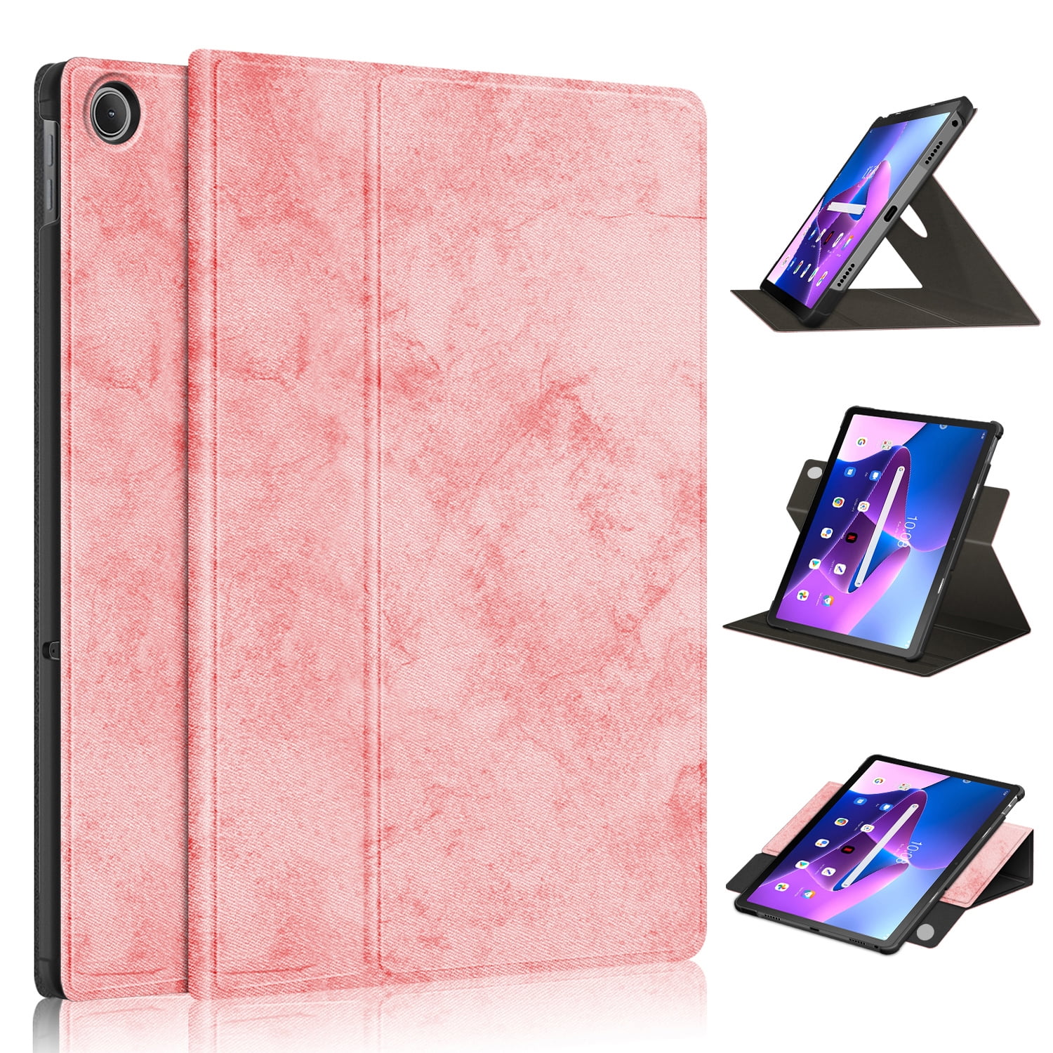 Dteck Case for Lenovo Tab M10 Plus 10.6 (3rd Gen) 2022,Premium PU Leather  Folding Stand Cover, with Auto Wake&Sleep Rotating for Lenovo Tab M10 Plus  3 Generation 10.6 Inch Tablet, Pink