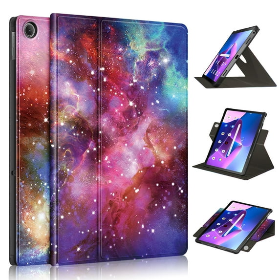 Dteck Case for Lenovo Tab M10 Plus 10.6 (3rd Gen) 2022,Premium PU Leather Folding Stand Cover, with Auto Wake&Sleep Rotating for Lenovo Tab M10 Plus 3 Generation 10.6 Inch Tablet, Galaxy