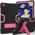 thumbnail image 1 of Dteck Case for Lenovo Tab M10 Plus 2022 10.6 inch, Heavy Duty Hybrid Shockproof Rugged Drop Protection Cover Built with Kickstand for Lenovo TB125FU/TB128FU/TB128XU Tablet, Black+Rose, 1 of 9