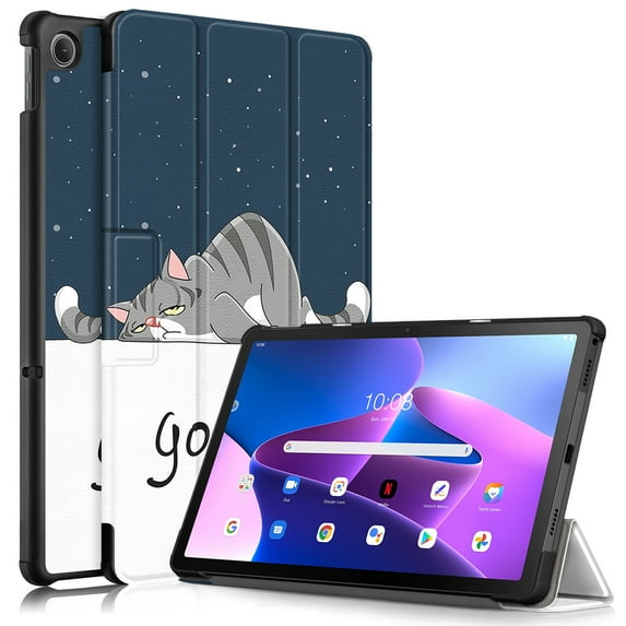 Dteck Case for Lenovo Tab M10 Plus 3rd Gen 10.6 inch 2022 TB-125F/128F,Magnetic PU Leather Folio Slim Lightweight Hard Shell Smart Protective Case Trifold Stand Cover,Cat