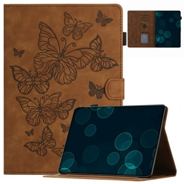 Dteck Case for Lenovo Tab M10 Plus 3rd Generation 2022, Embossed Butterfly PU Leather Slim Fit Folio Stand Cover with Card Holder for Lenovo Tab M10 Plus (3rd Gen) 10.6",Brown