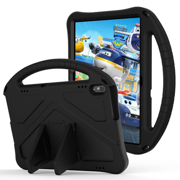 Dteck Case for Lenovo Tab M10 (TB-X605F) 10.1 Inch, Lenovo Tab P10 10.1" (TB-X705F /TB-X705L),Shockproof EVA Foam Kids Friendly Handle Lightweight Protective Shell Back Cover With Kickstand,Black