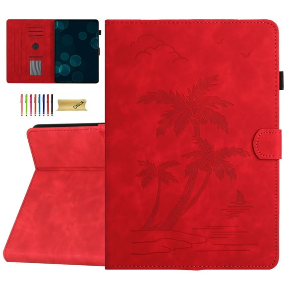 Dteck Case for Lenovo Tab M11 2024, Embossed PU Leather Flip Cover with Card Holder for Lenovo Tab M11 TB330FU/TB330XU 2024 Tablet, Auto Wake/Sleep,Red