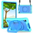 thumbnail image 1 of Dteck Case for Lenovo Tab M8 2nd Gen TB-8705F FHD 8.0-inch,Shockproof Rugged Rubber Armor Hybrid Hard Kickstand Kids Friendly Cover with Shoulder Strap,Aqua+Blue, 1 of 8