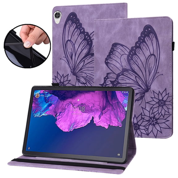 Dteck Case for Lenovo Tab P11 (2021) TB-J606F TB-J606X 11" With Elastic Band Shockproof Premium PU Leather Folio Stand Case Shell with Card Holder Multi-Angle View for 11 inch Lenovo Tab P11,Purple