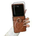 thumbnail image 1 of Dteck Case for Motorola Razr Ultra 2025 with Finger Ring Holder, Magnetic for Moto Razr Ultra 2025 Case with Screen Protector, Compatible with MagSafe, Slim Hinge Protective Phone Cover,Brown, 1 of 6