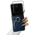 thumbnail image 1 of Dteck Case for Motorola Razr Ultra 2025 with Finger Ring Holder, Magnetic for Moto Razr Ultra 2025 Case with Screen Protector, Compatible with MagSafe, Slim Hinge Protective Phone Cover,Blue, 1 of 6