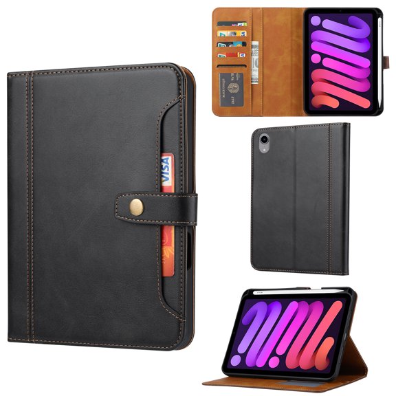 Dteck Case for New iPad Mini 2024 (7th Generation), Premium PU Leather Folio Wallet Stand Protective Cover, Multi-Viewing Angles for iPad Mini 7th/6th Gen 8.3 Inch, Black
