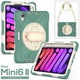 thumbnail image 1 of Dteck Case for New iPad Mini 6 Case 2021 8.3 inch, Heavy Duty Shockproof Rugged Mini 6 Case A2567/A2568/A2569 with Pencil Holder Kickstand Hand Strap Carrying Shoulder Belt Tablet,Darkgreen, 1 of 10