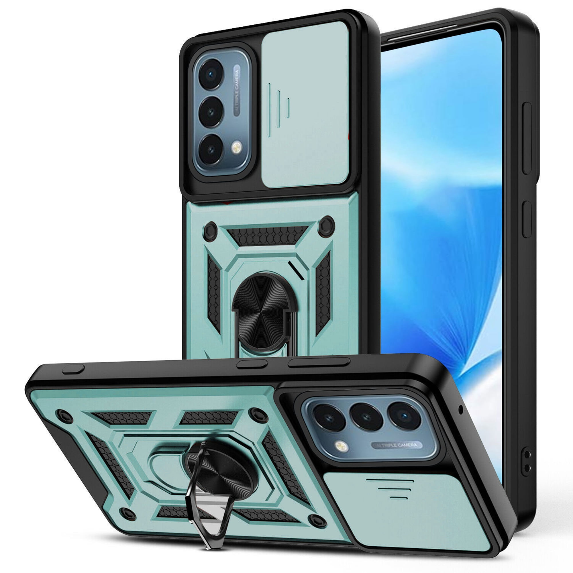 SATURCASE Case for OnePlus Nord 2T, Ring Kickstand Hybrid 2 in 1 [PC