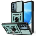 thumbnail image 1 of Dteck Case for OnePlus Nord N200 5G,Hybrid Metal Rotating Ring Kickstand Holder Magnetic Bumper Armor Heavy Duty Shockproof Case Camera Lens Slide Protection Cover,Green, 1 of 8