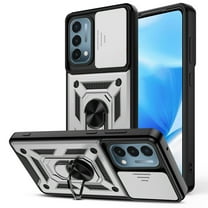 Dteck Case for OnePlus Nord N200 5G,Hybrid Metal Rotating Ring Kickstand Holder Magnetic Bumper Armor Heavy Duty Shockproof Case Camera Lens Slide Protection Cover,Silver