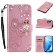 thumbnail image 1 of Dteck Case for OnePlus Nord N200 5G,Magnetic Bling Diamond Leather Card Holder Wallet Owl Pattern Case Kickstand Shockproof Protective Phone Cover with Wrist Strap,Rosegold, 1 of 7