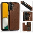 thumbnail image 1 of Dteck Case for Samsung A14 5G,Shockproof Rubber Embossed Flower Pattern Luxury PU Leather Card Holder Wallet Back Flip Kickstand Two Magnetic Clasp Cover for Samsung Galaxy A14 5G,brown, 1 of 1