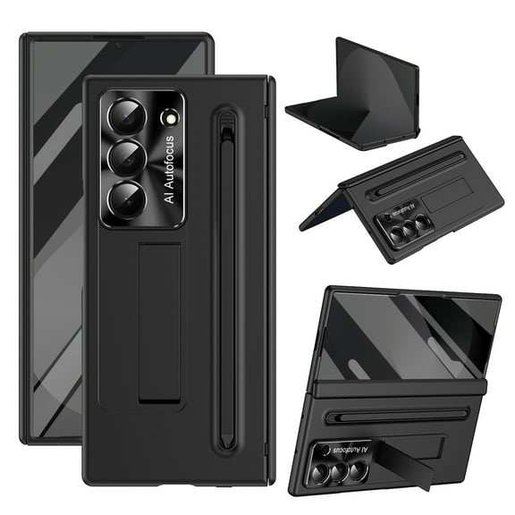Dteck Case for Samsung Galax Z Fold 6,Shockproof Hinge Protection PC Case Built-in Screen Protection Stand Cover with Pen Stylus for Galaxy Z Fold 6,Black