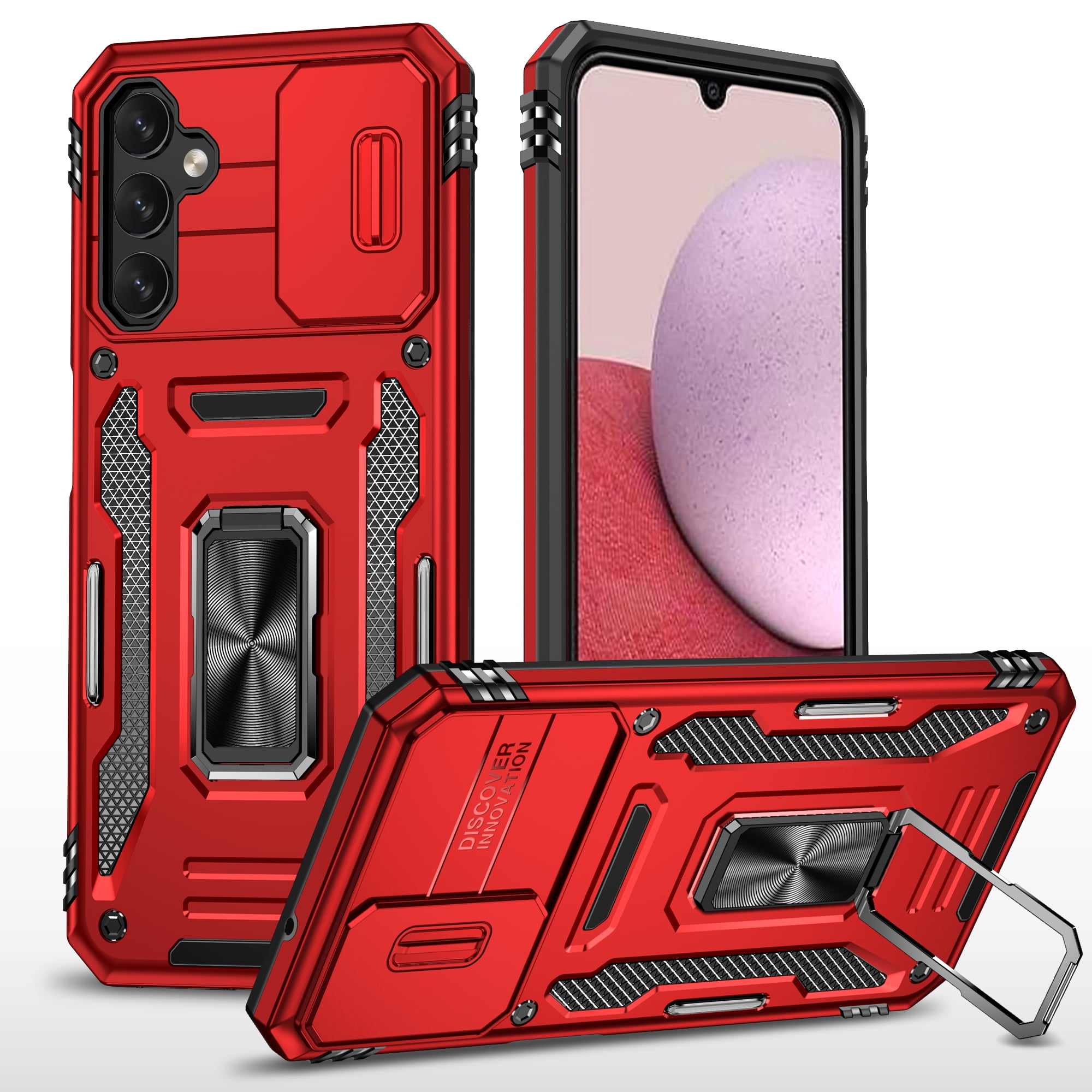 Dteck Case for Samsung Galaxy A06,Shockproof Rugged Case with Slide Camera  Cover Rotated Ring Kickstand Military-Grade TPU+PC Back Phone Case for ...