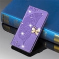 thumbnail image 1 of Dteck Case for Samsung Galaxy A13 5G,Magnetic Leather Card Holder Wallet Case Diamond Glitter Bling Butterfly Patterned Kickstand Flip Shockproof Cover,Lightpurple, 1 of 5