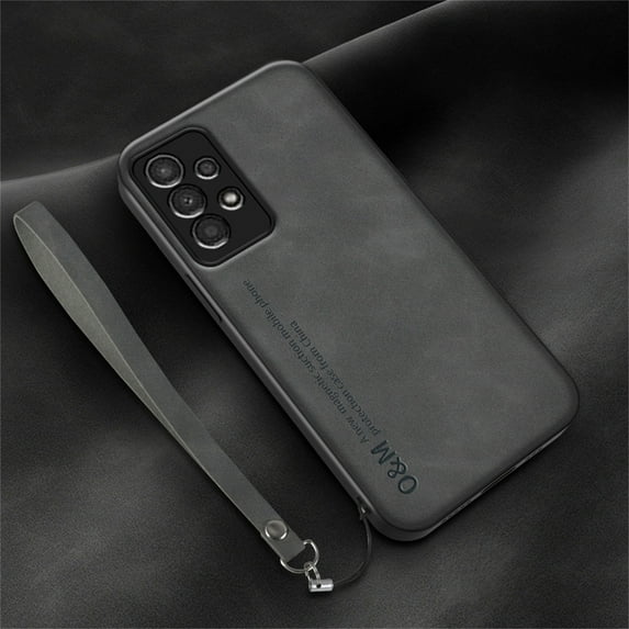 Dteck Case for Samsung Galaxy A14 5G, Elegant Premium Leather Slim Fit Shockproof Wrist Strap Magnetic Work with Car Mount Holder Protective Case for Samsung A14 5G, Darkgray