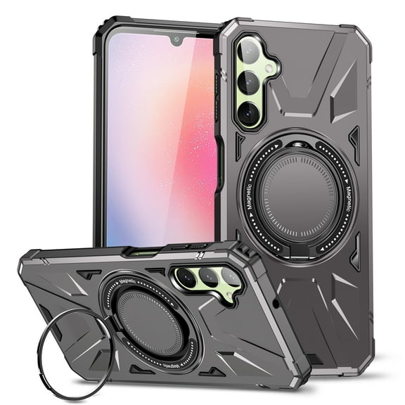 Dteck Case for Samsung Galaxy A14 5G, Shockproof Rubber Case Magnetic Military Grade Drop Armor 360°Rotating Hidden Kickstand Cover for Galaxy A14 5G,Gray