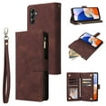 thumbnail image 1 of Dteck Case for Samsung Galaxy A15 5G with Card Slots,Magnetic Closure Leather Zipper Wallet Case Durable Flip Folio Kickstand Full Body Portection Cover Wrist Strap for Galaxy A15,Coffee, 1 of 7
